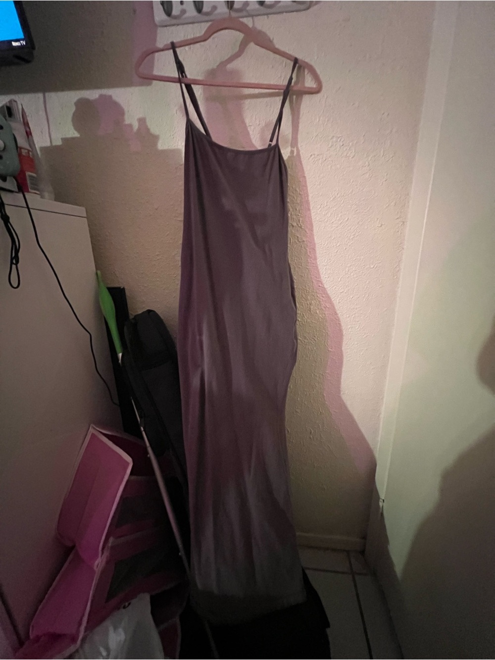 Satin Slip Maxi Dress in Dusty Grey - Women's